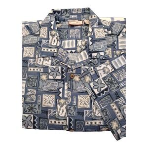 Paradise Blue Mens Short Sleeve Shirt XL Tropical Blue White
